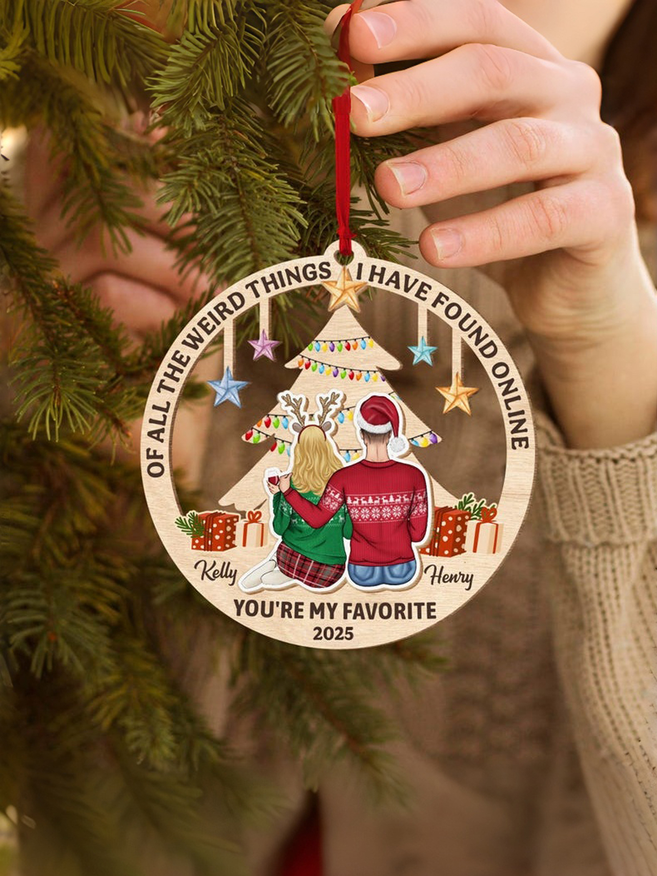 Acrylic Couple Christmas Ornaments